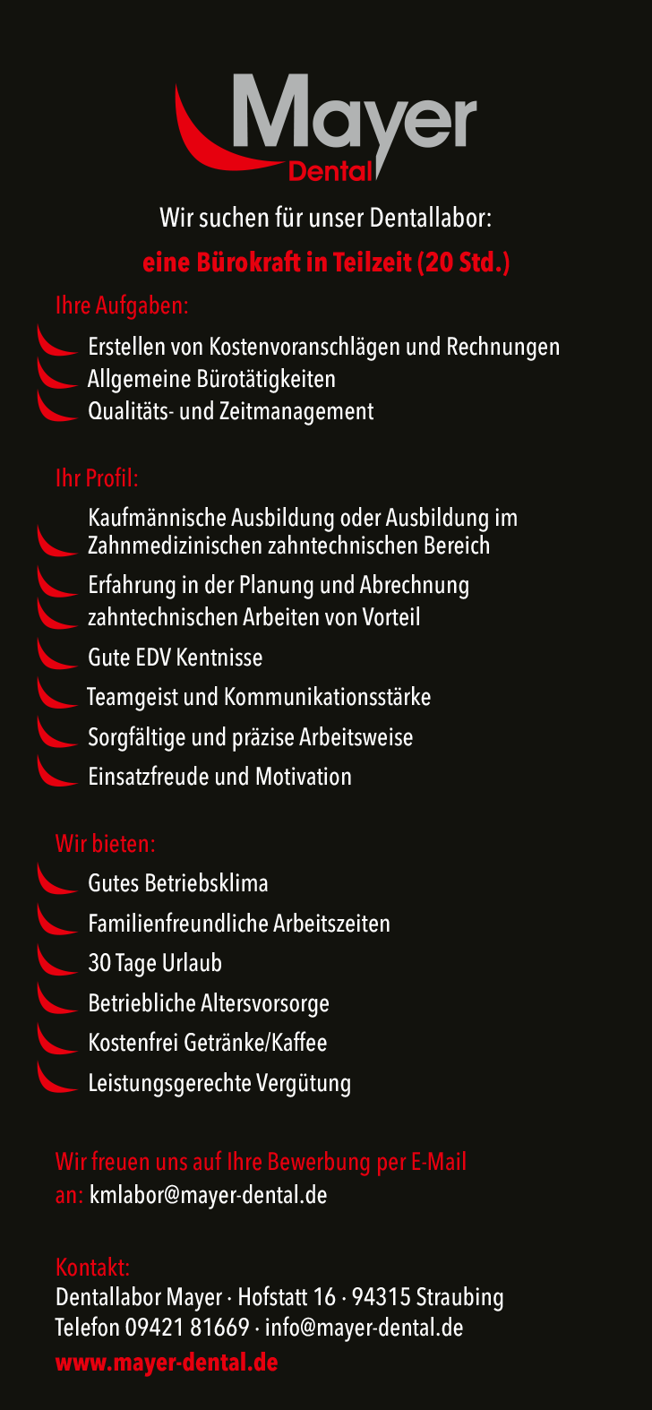 Stellenanzeige Bürokraft